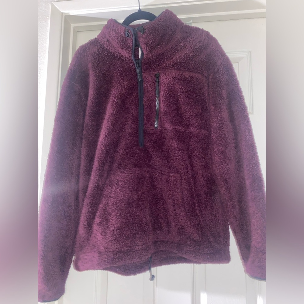 PINK dark purple Sherpa quarter zip Medium